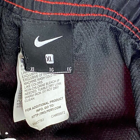 NIKE Swim Trunks XL Red Black Elastic Waist Board Shorts - Picture 11 of 13